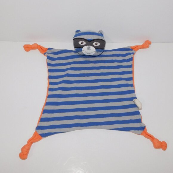 Apple Park Organic Farm Buddies Blue Gray Orange Raccoon Security Blanket Baby - Picture 1 of 5
